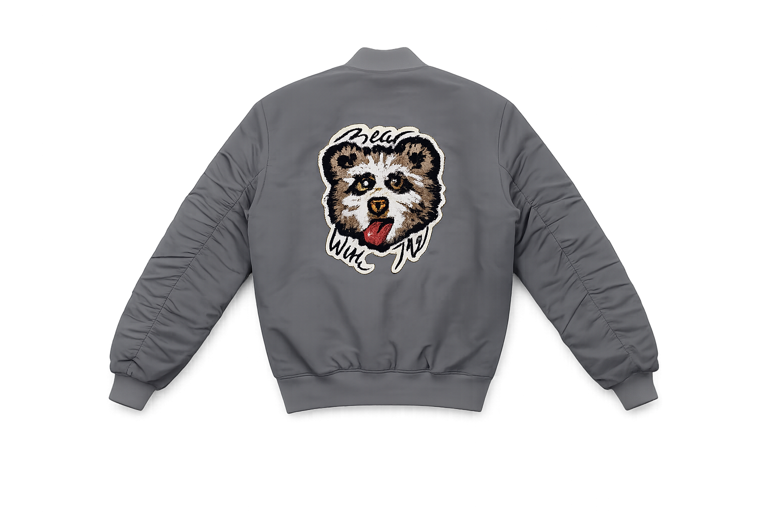 Bear With Me Grey Bomber Jacket