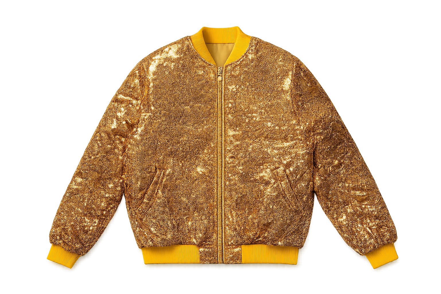 Bear With Me Gold Bomber Jacket