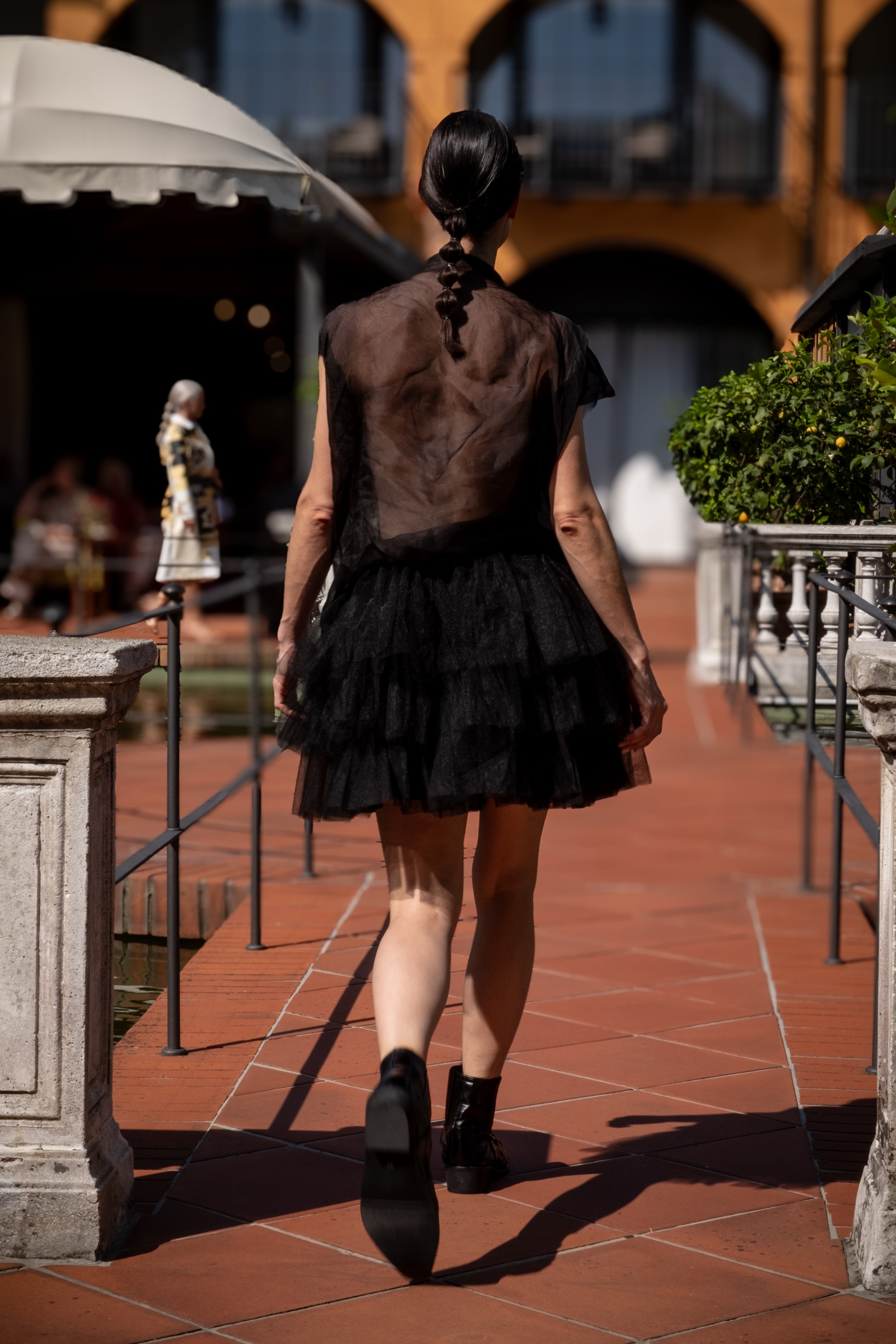 Bear Embroidery Organza Shirt