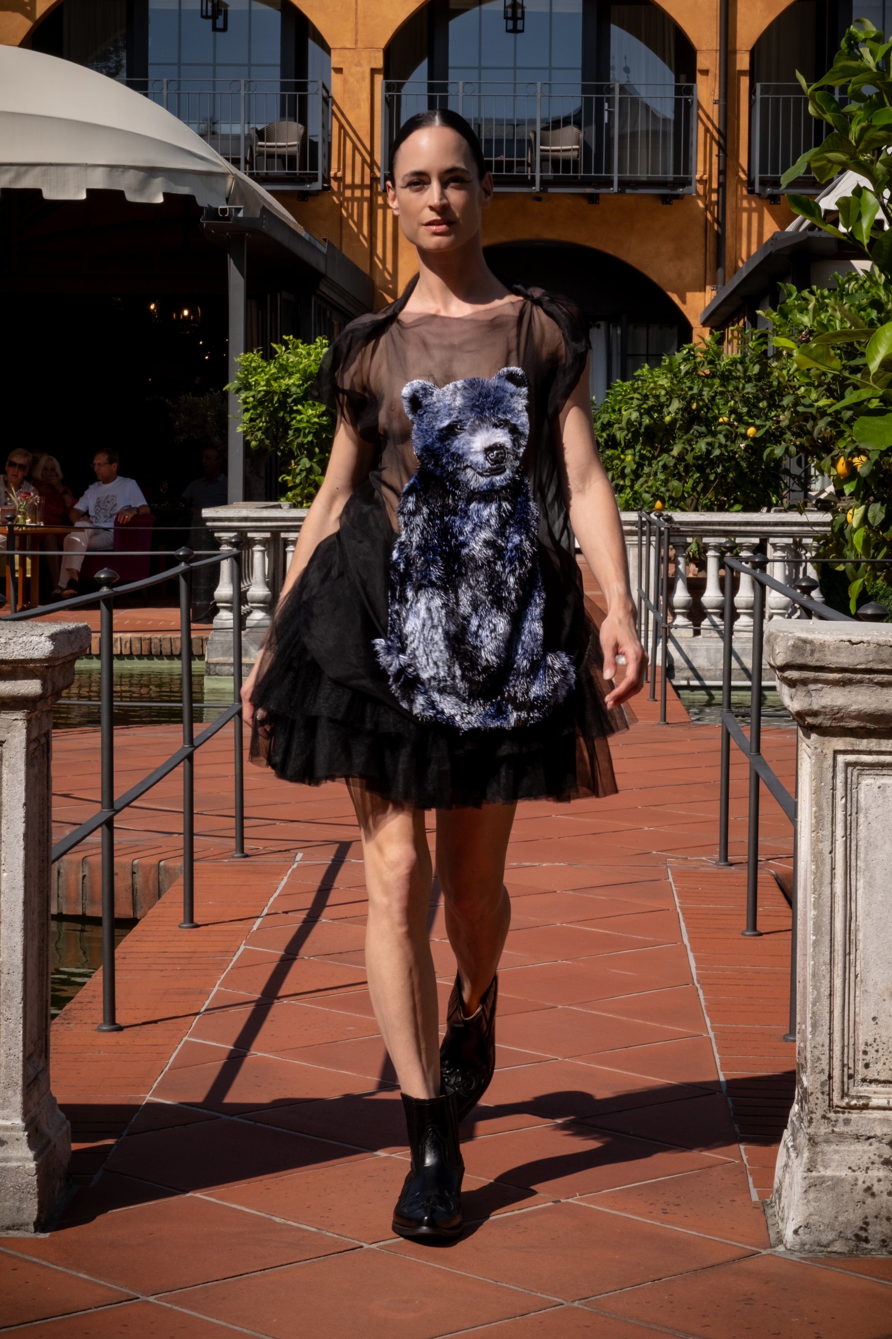 Bear Embroidery Organza Shirt