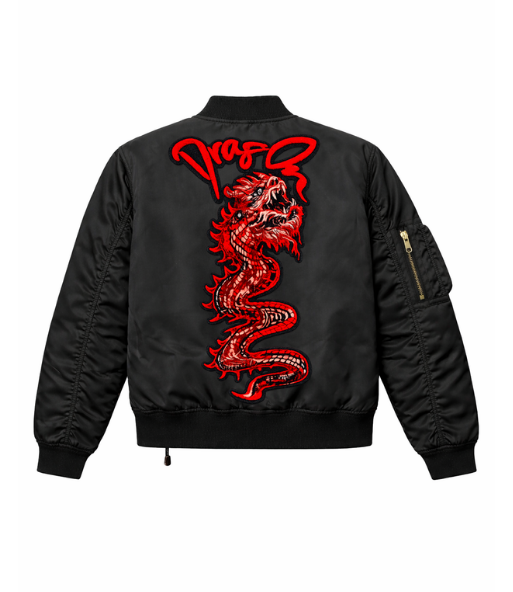 Dragon Oversized Black Bomber Jacket