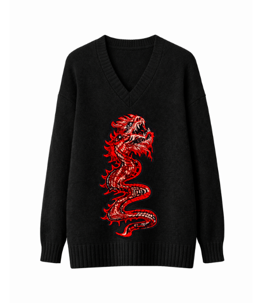 Dragon Oversized Knit Black Jumper-Dress