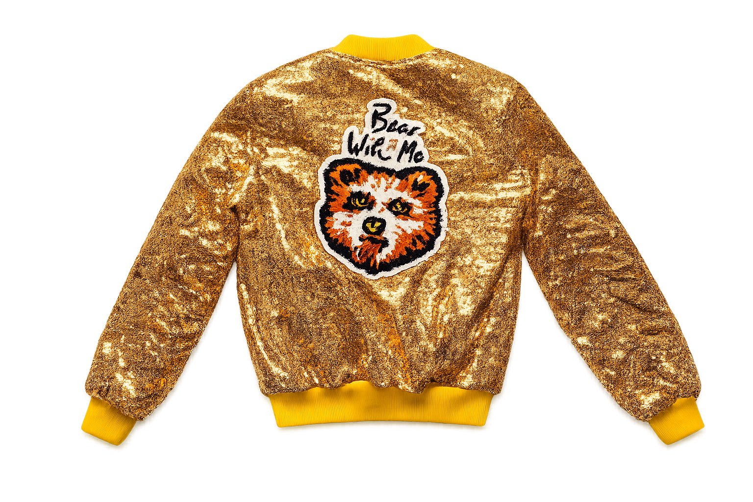 Bear With Me Gold Bomber Jacket