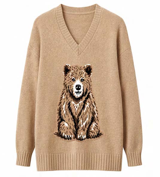 Bearly Alive Oversized Knit Brown Jumper-Dress