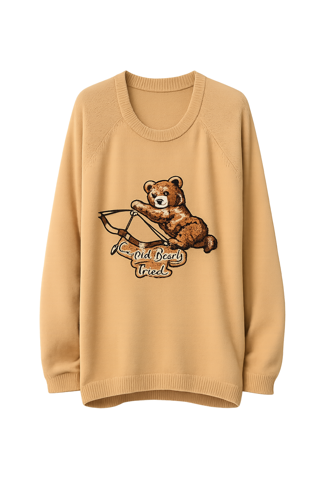 Hand Tufted Cupid Bear Beige Sweater