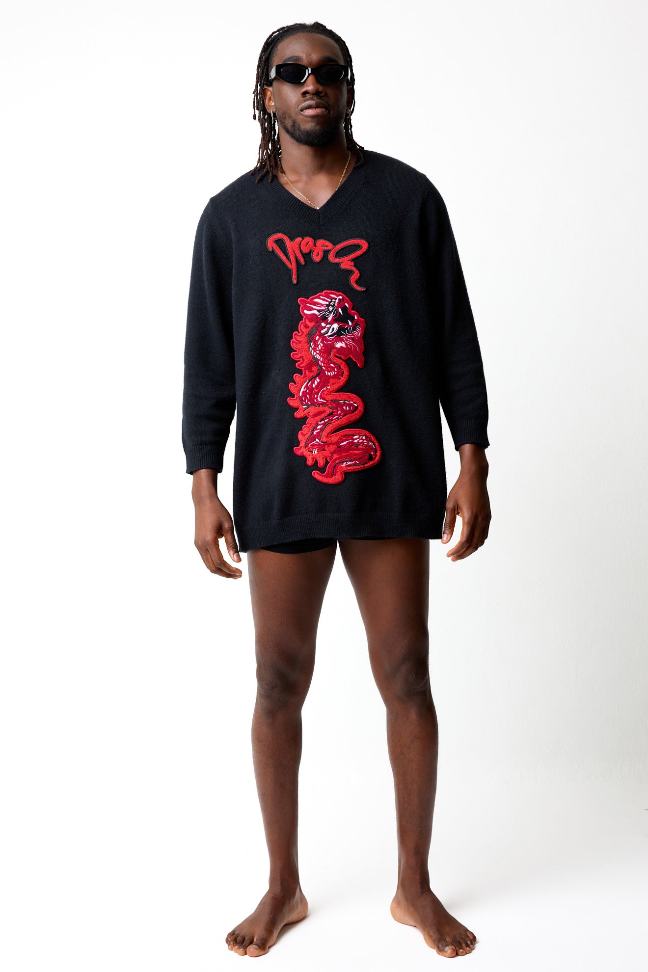 Dragon Oversized Knit Black Sweater