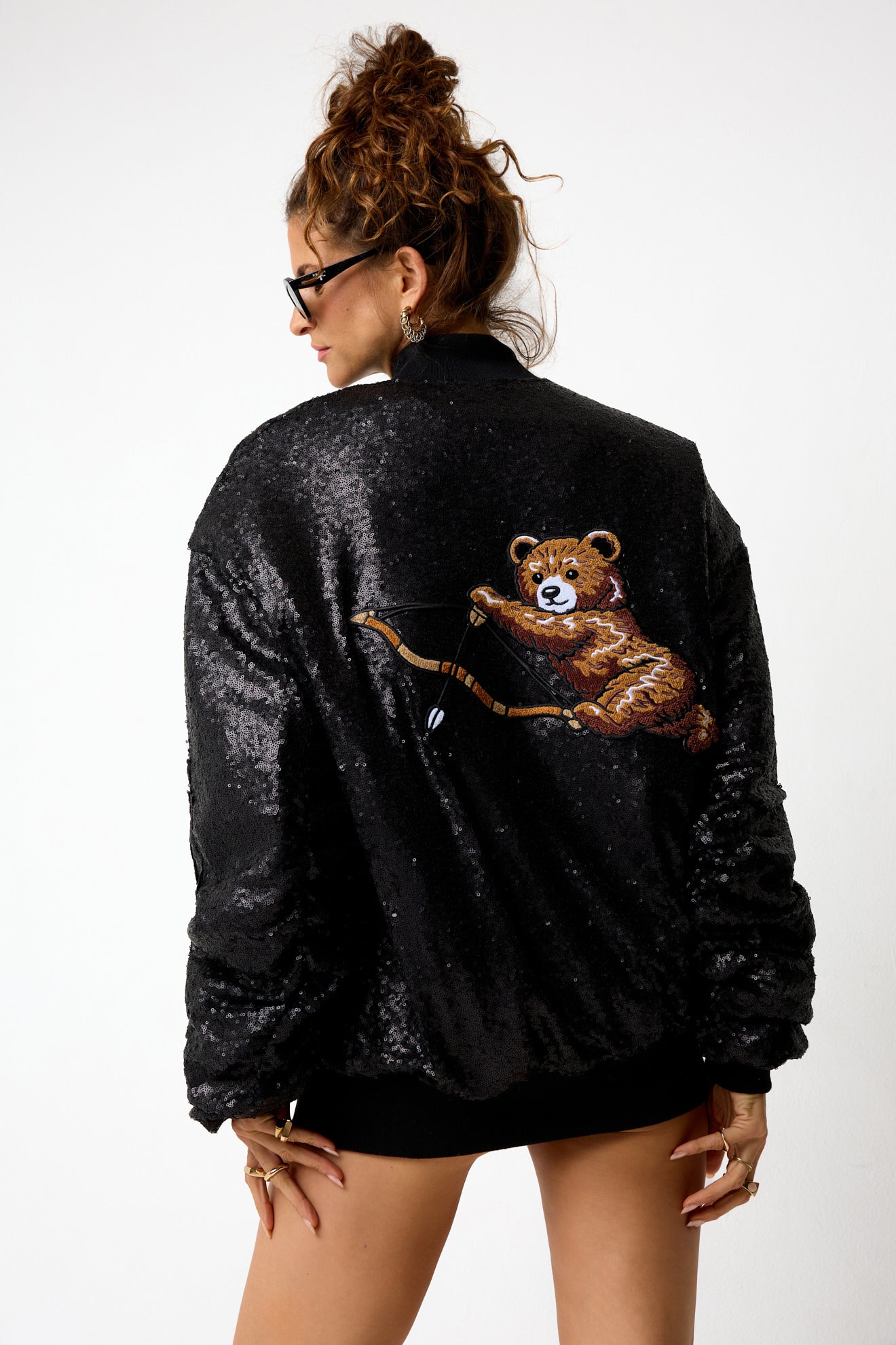 Cupid Bear Sequin Bomber Jacket