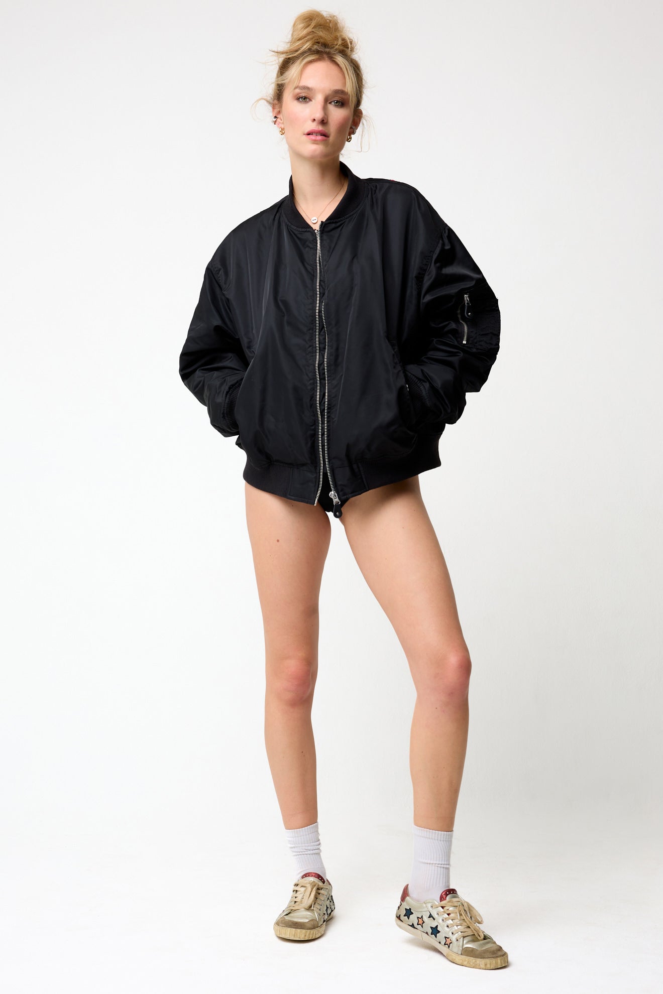 Dragon Oversized Black Bomber Jacket