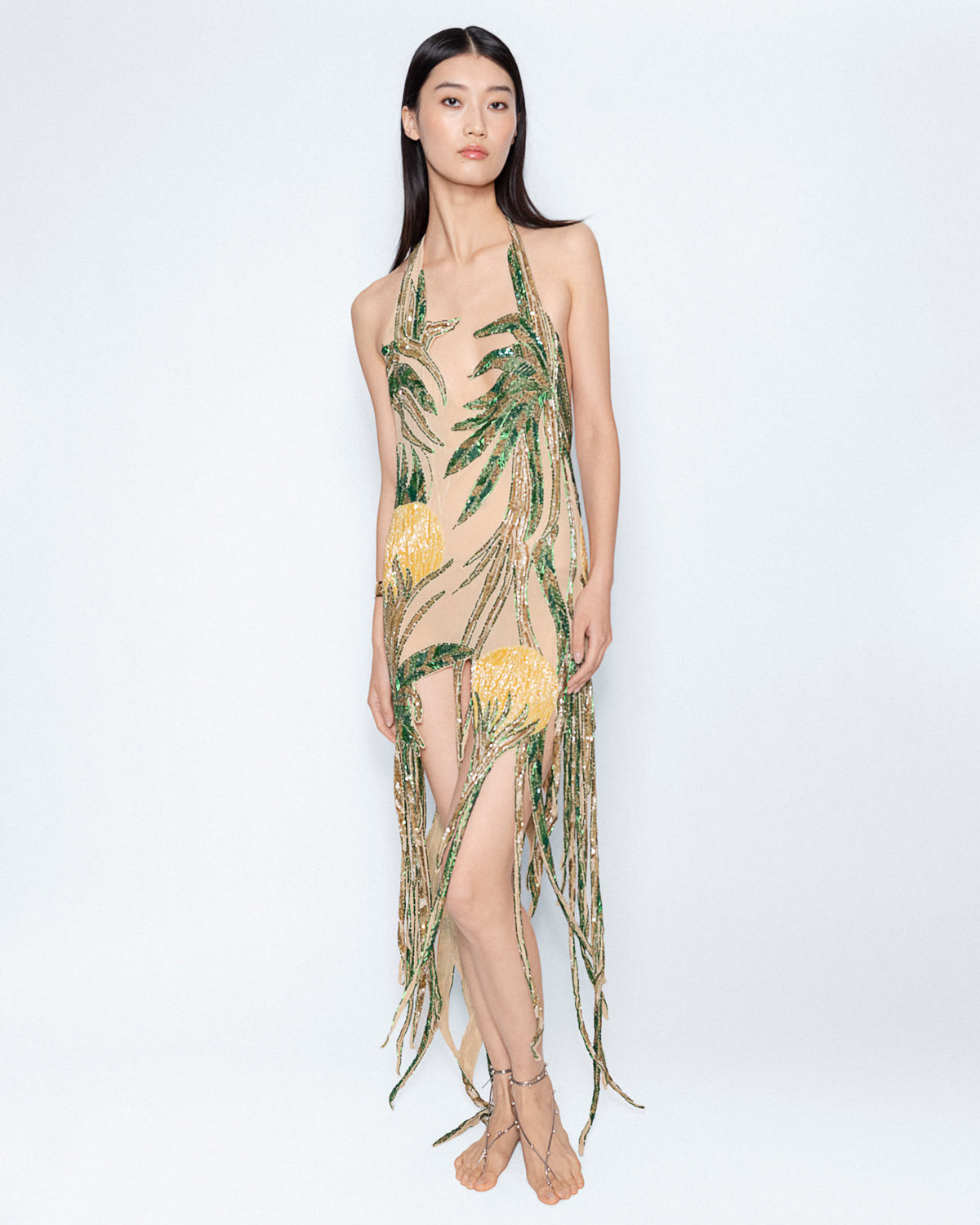 Golden Palms Sequin Gown