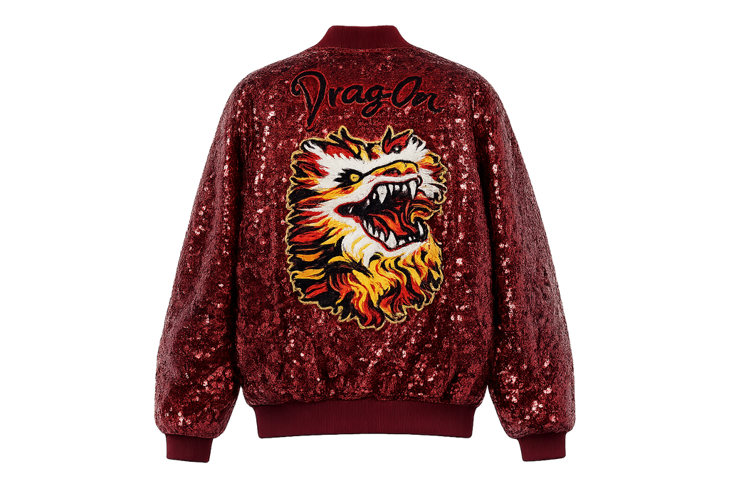 Dragon Oversized Red Sequin Bomber Jacket