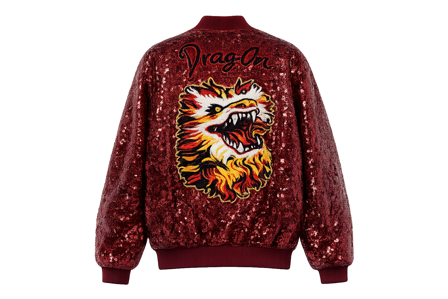 Dragon Oversized Red Sequin Bomber Jacket