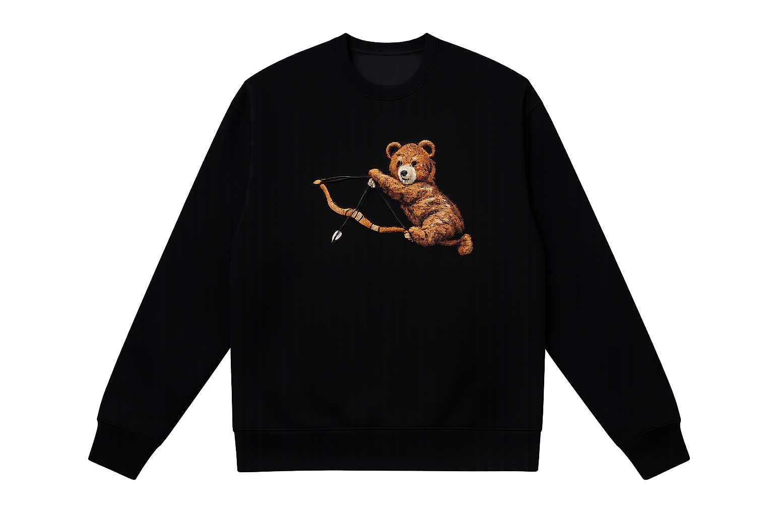 Hand Tufted Cupid Bear Black Sweater