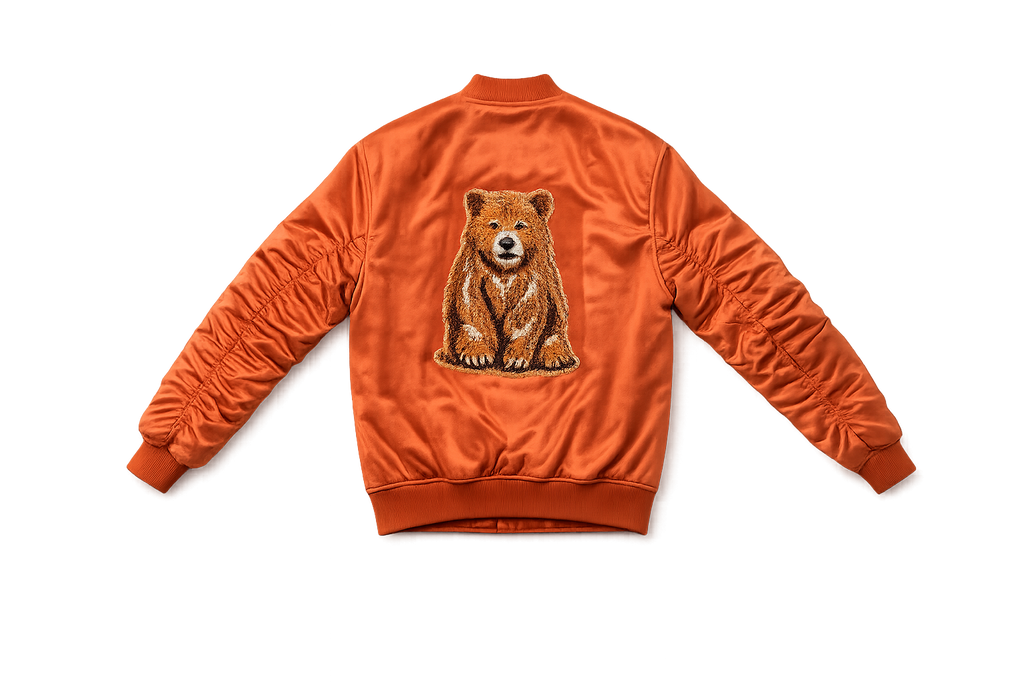 Bear Faux Suede Bomber Jacket