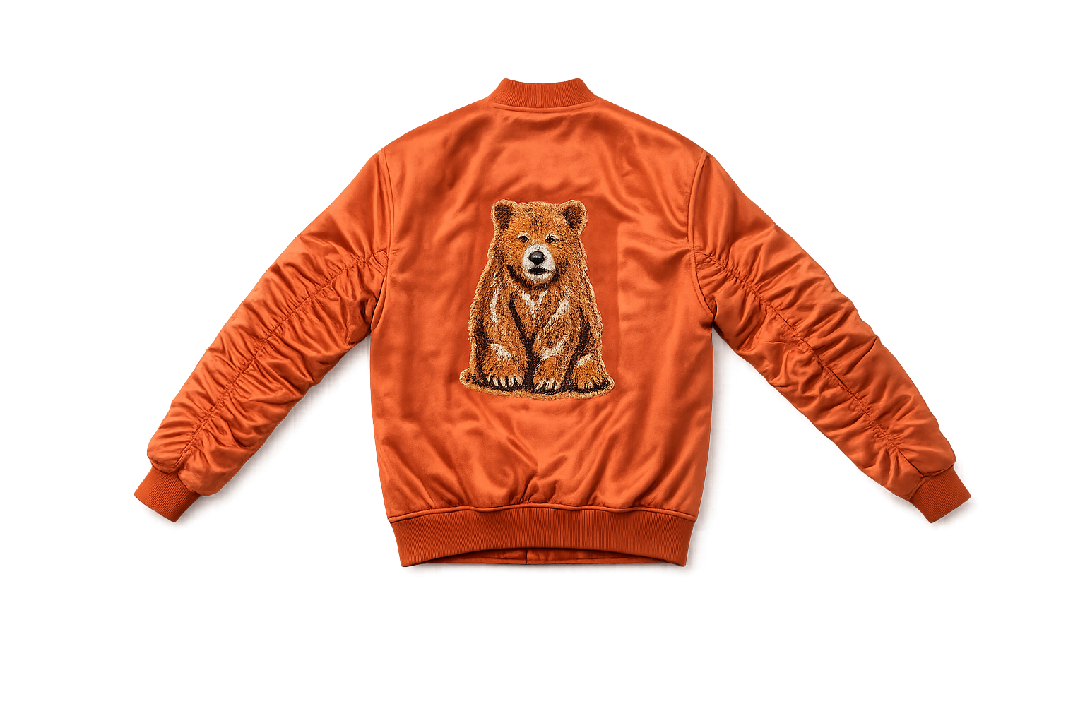 Bear Faux Suede Bomber Jacket