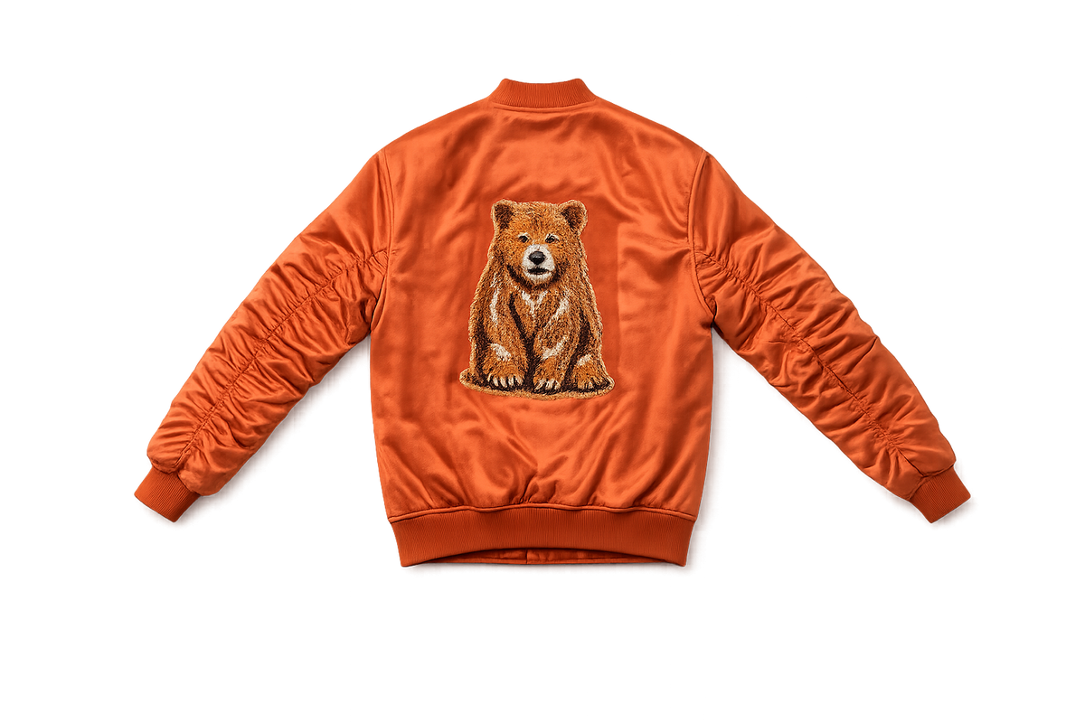 Bear Faux Suede Bomber Jacket