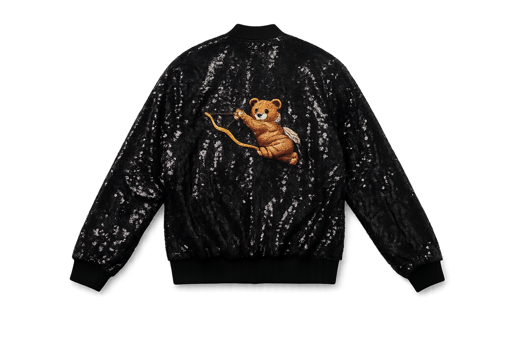 Cupid Bear Sequin Bomber Jacket