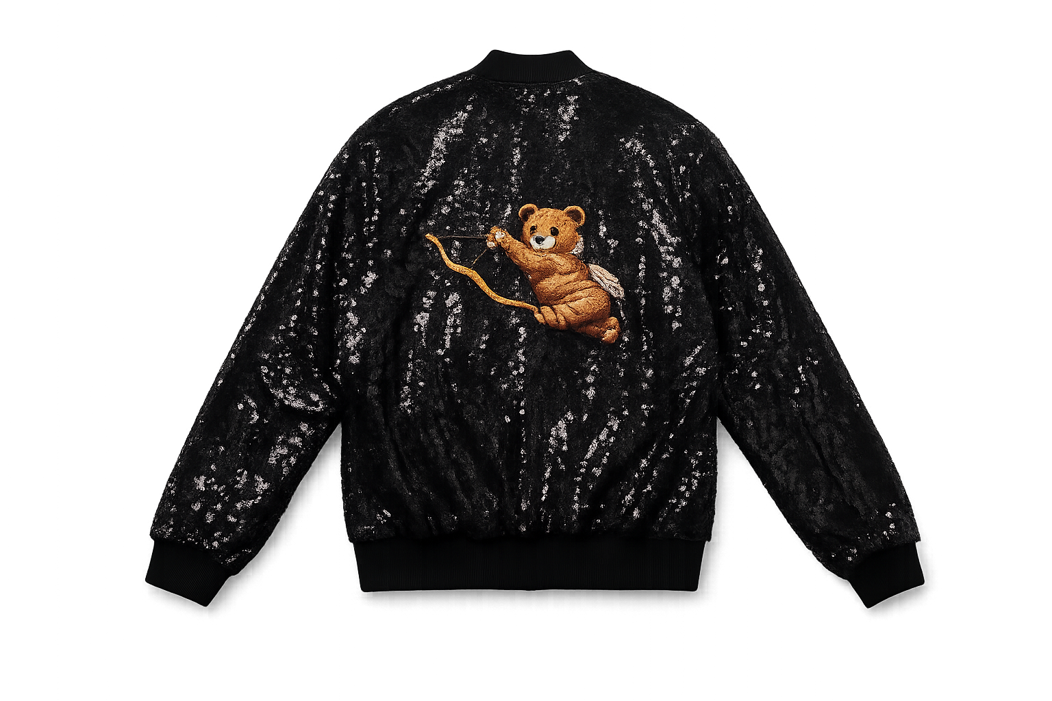 Cupid Bear Sequin Bomber Jacket
