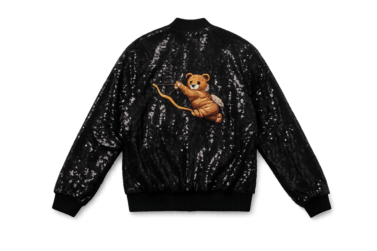 Cupid Bear Sequin Bomber Jacket