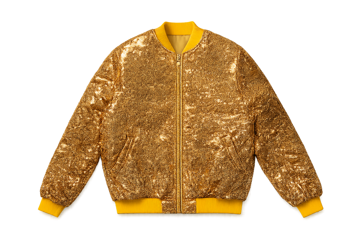 Bear With Me Gold Bomber Jacket