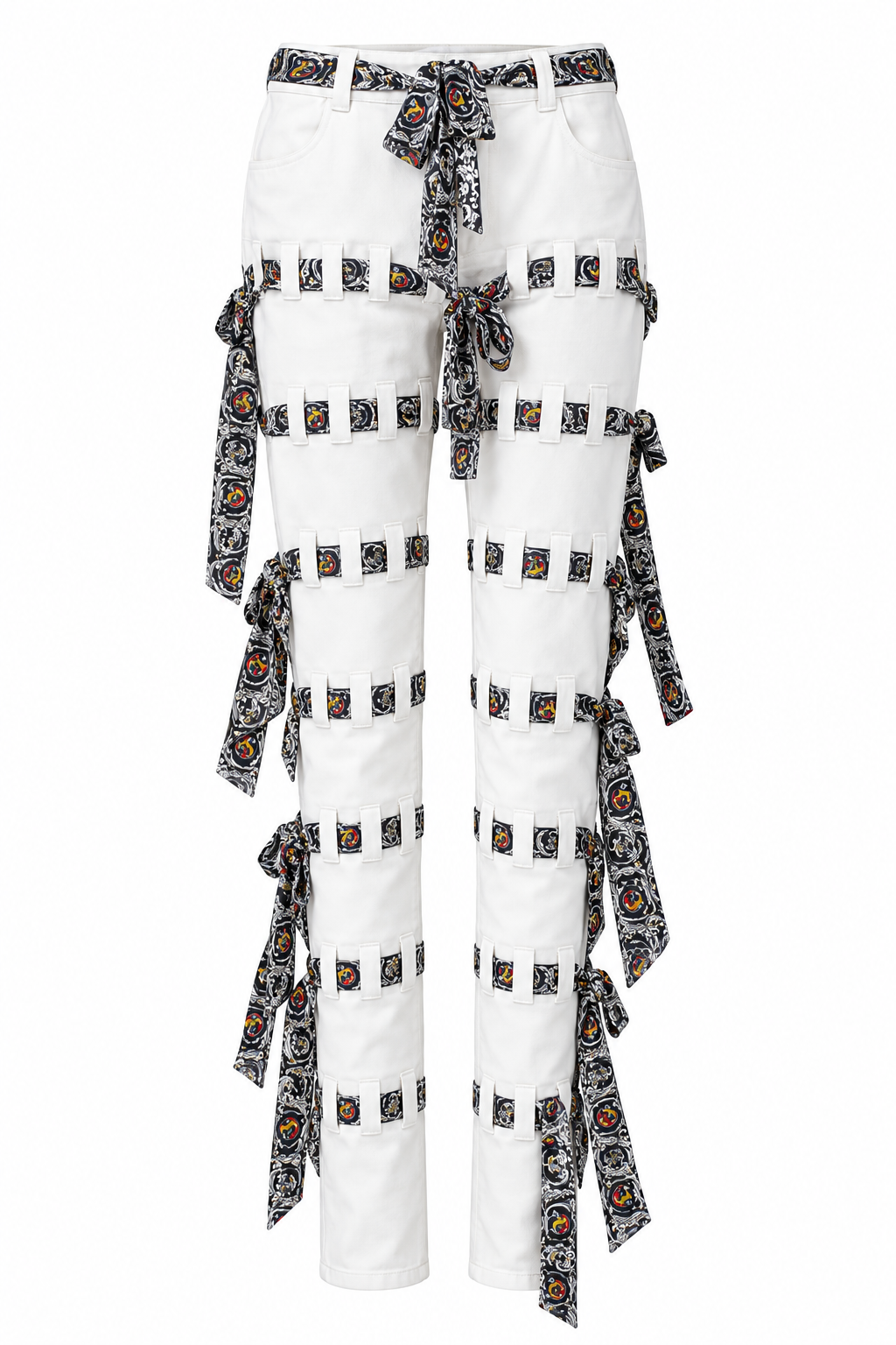 Silk Scarf-Trim Jeans