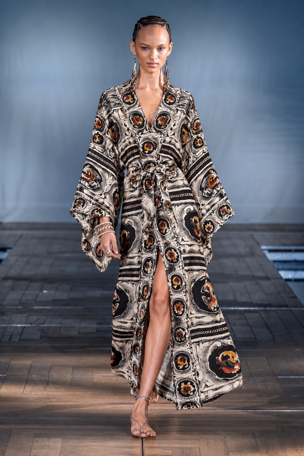 The Koi Fish Kimono Robe worn on the runway
