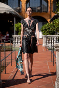 Robe en cuir vegan à découpes noire