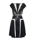 Schwarzes Kleid aus veganem Leder mit Cut-outs