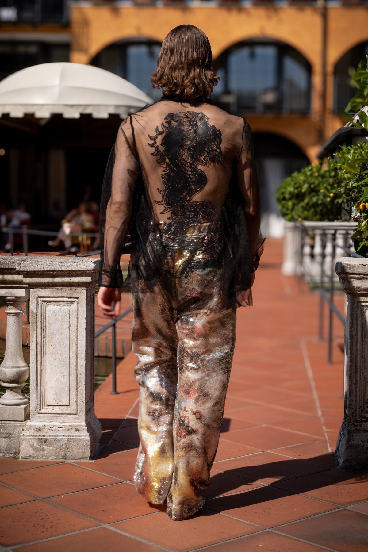 Pantaloni con Paillettes Drago