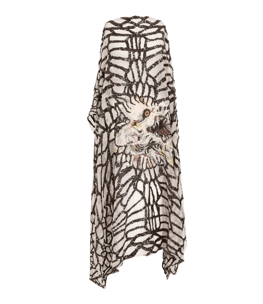 Kaftano in Organza con Ricamo Drago