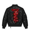 Dragon Sequin Black Bomber Jacket