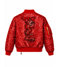 Dragon Sequin Red Bomber Jacket