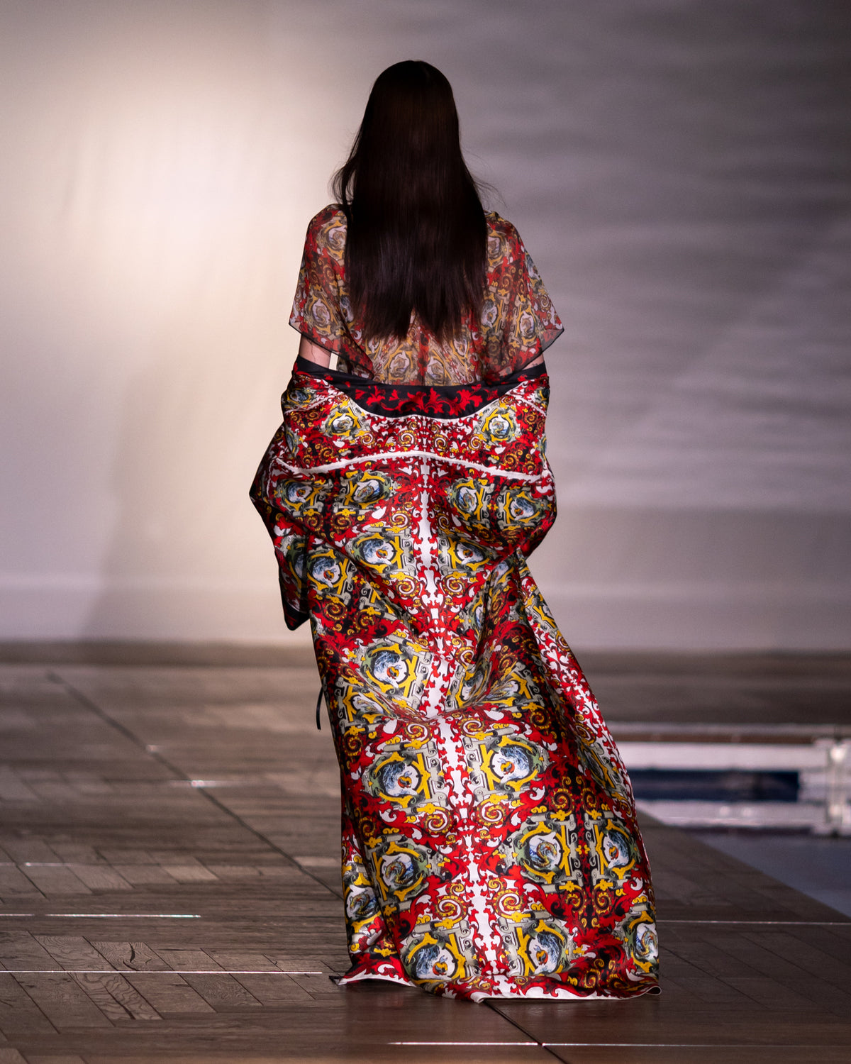 Ornate Red and Gold Paisley Kimono Robe