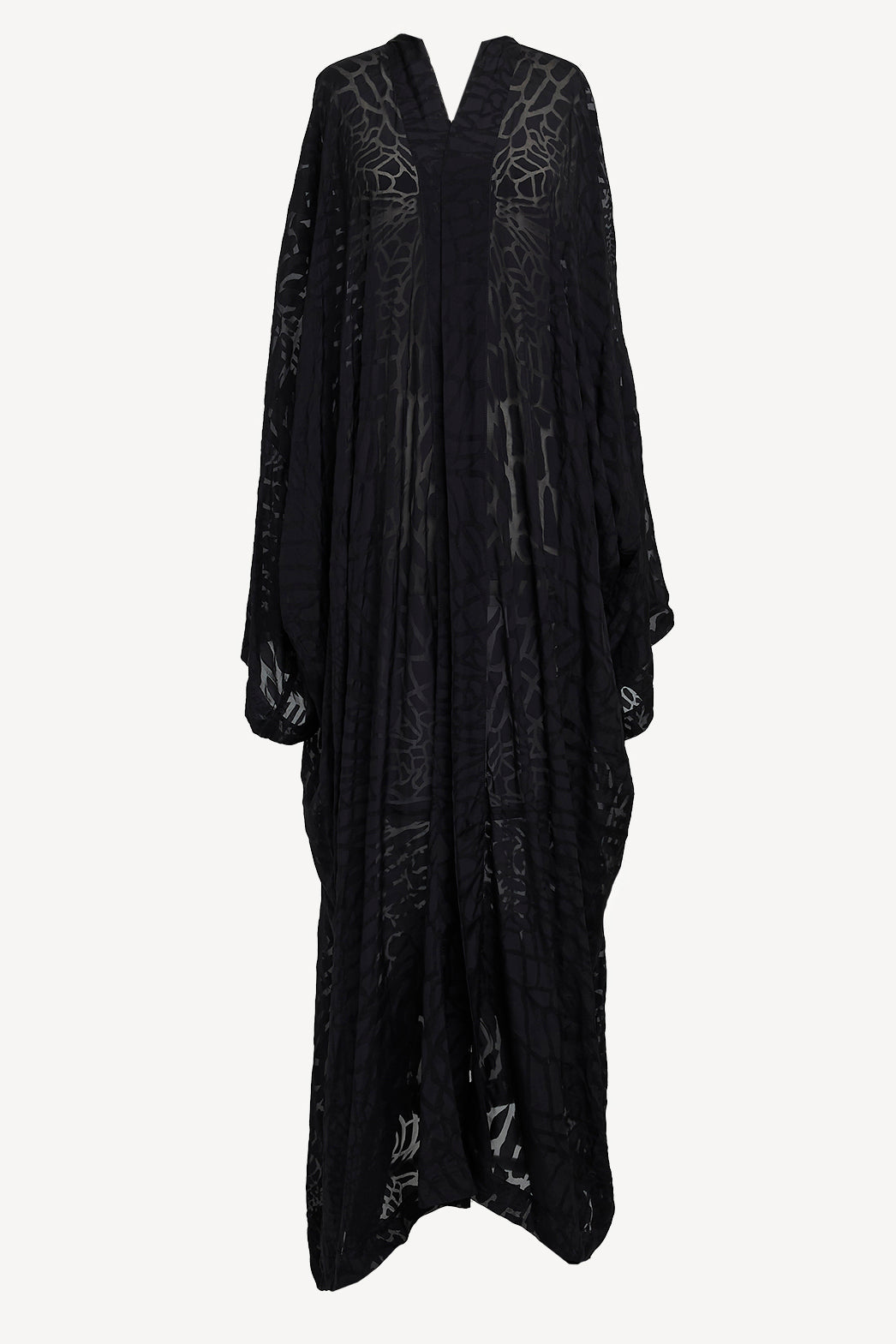 Silk Devore Printed Black Kimono