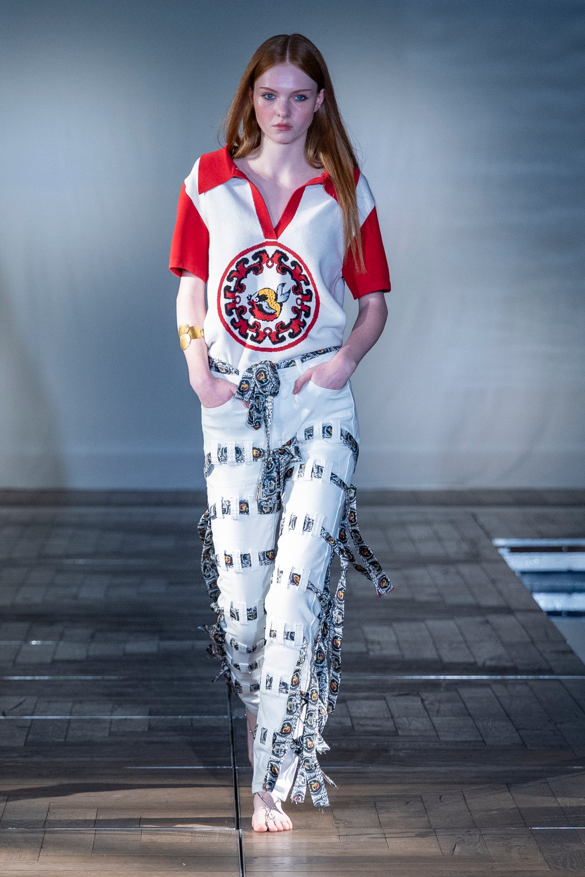 Silk Scarf-Trim Jeans