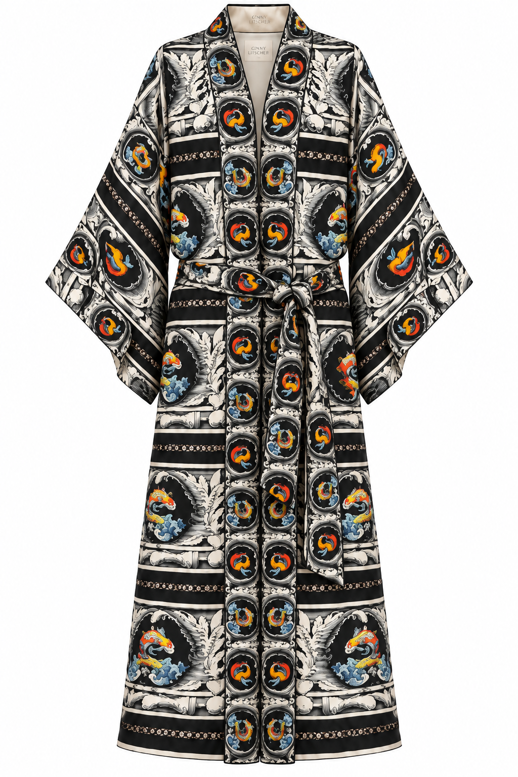 The Koi Fish Kimono Robe, shown flat on a white background