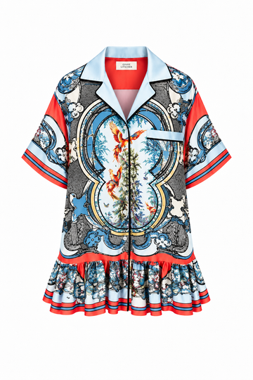 The Painted Paradise Silk Dress, shown flat on a white background
