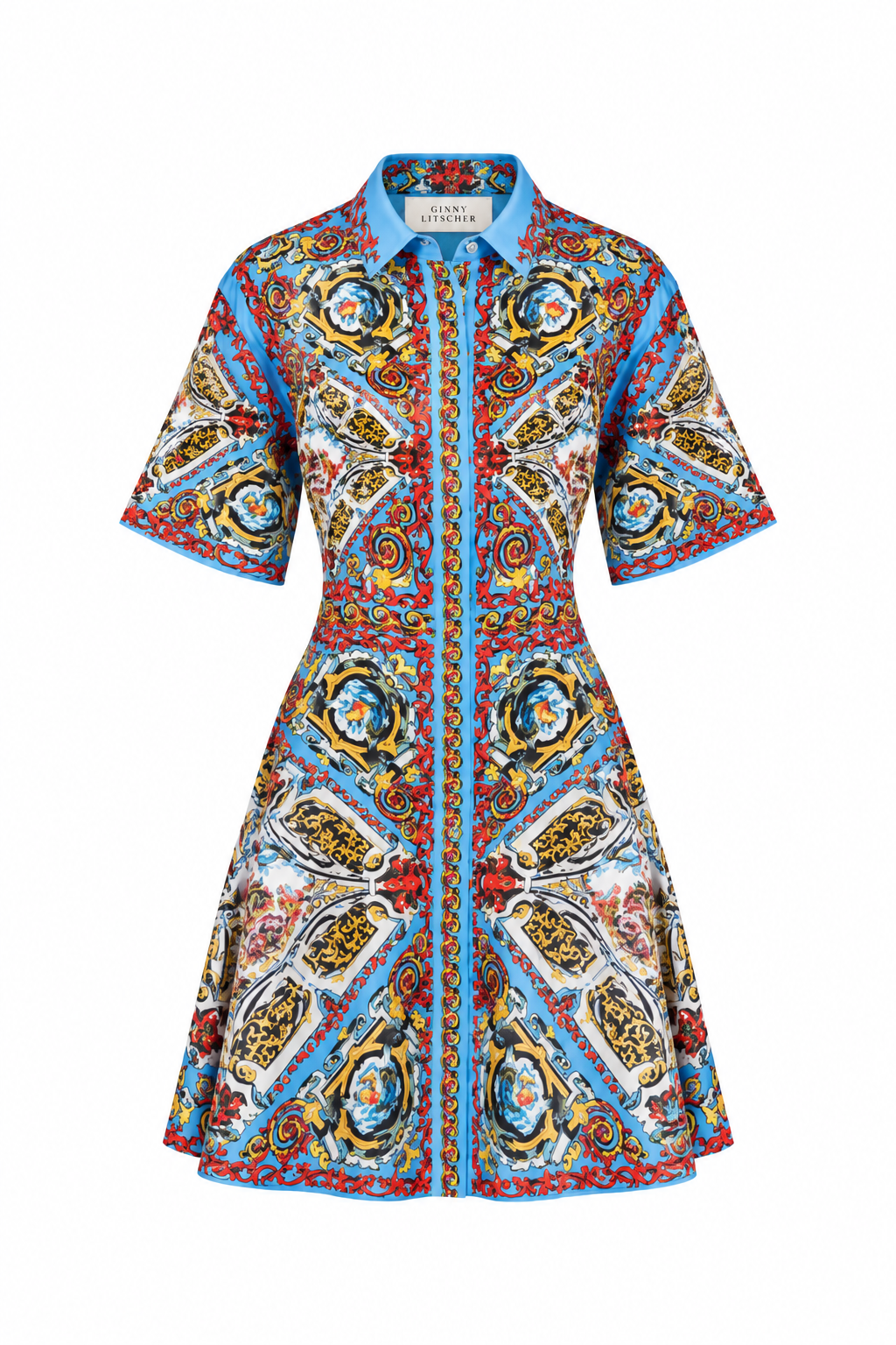 The Painted Palazzo Dress, shown flat on a white background