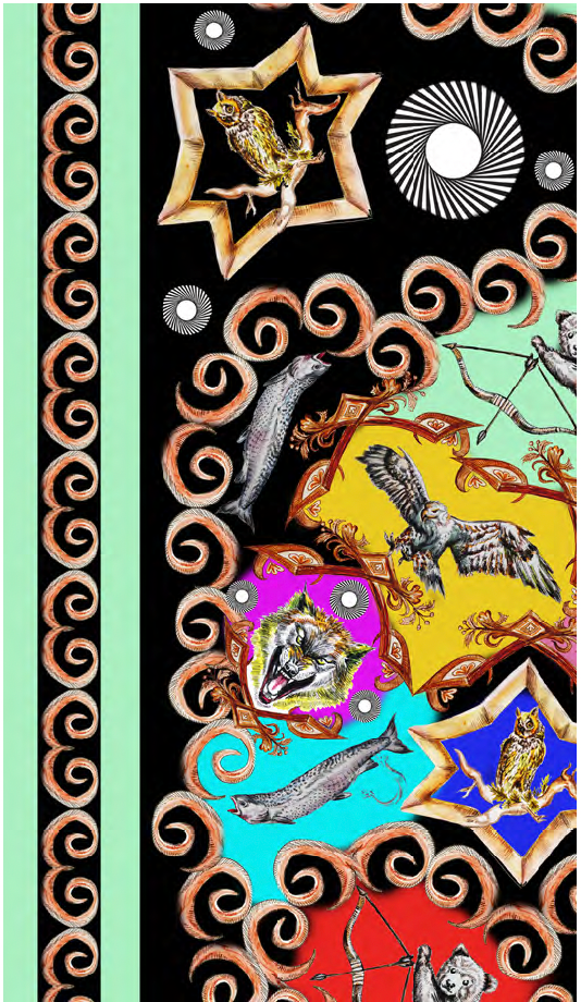 Silk Scarf Colorful Starsign Ornament