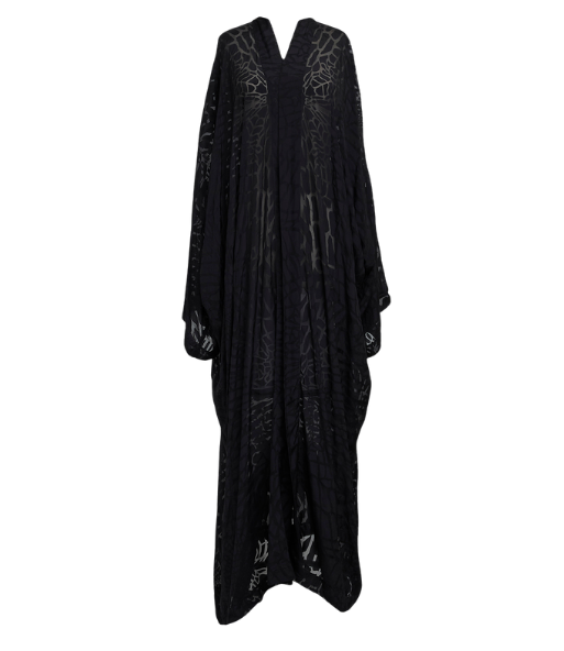 Kimono Nero Stampato in Seta Devore