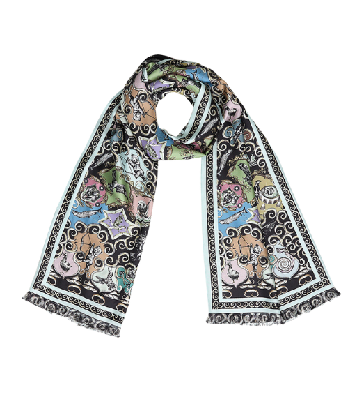 Silk Scarf Beige Starsign Ornament