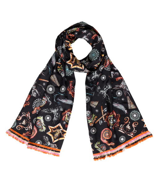 Silk Scarf Black Starsign Ornament