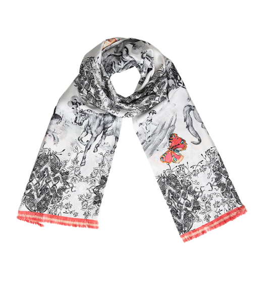 Silk Scarf White Horses