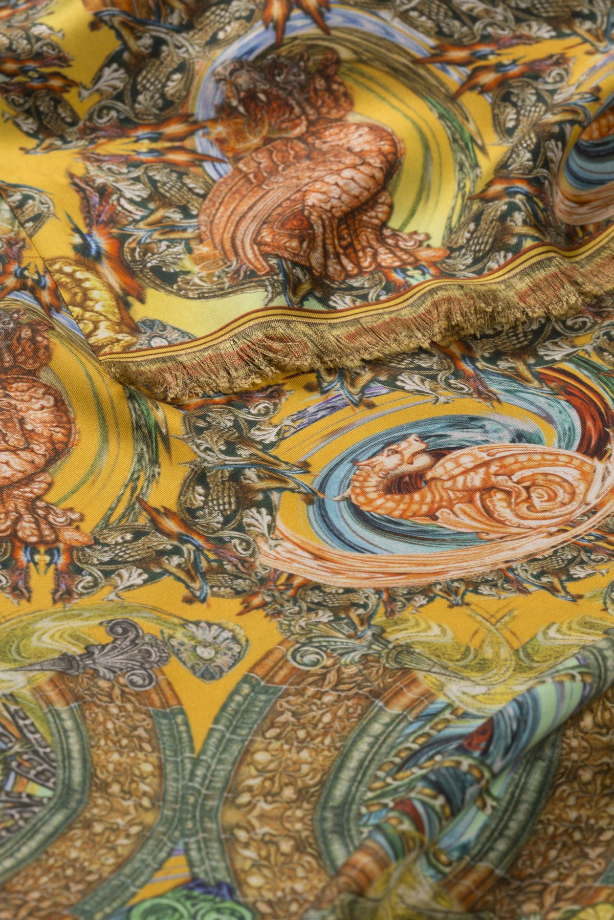 Silk Scarf Dragon Yellow
