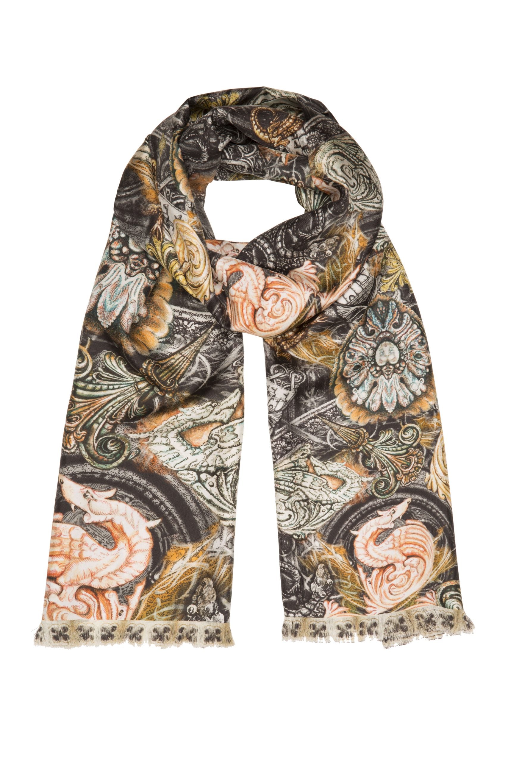 Silk Scarf Ornament Black