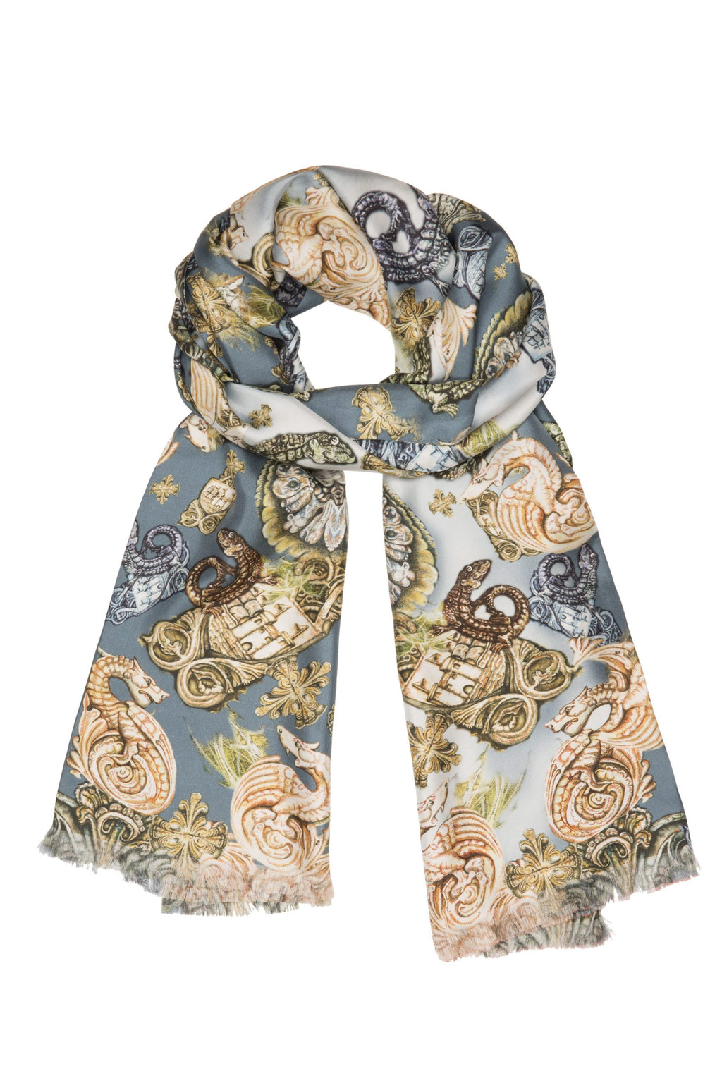 Seidenschal Ornament Blau