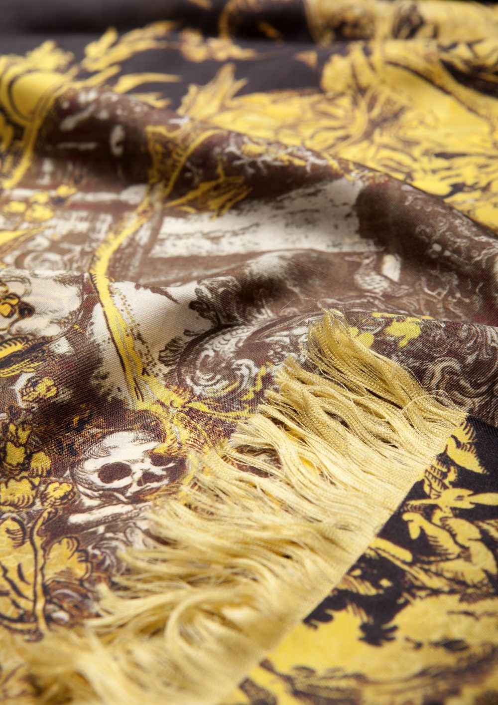 Silk Scarf Wurm Butterflies Yellow Skull