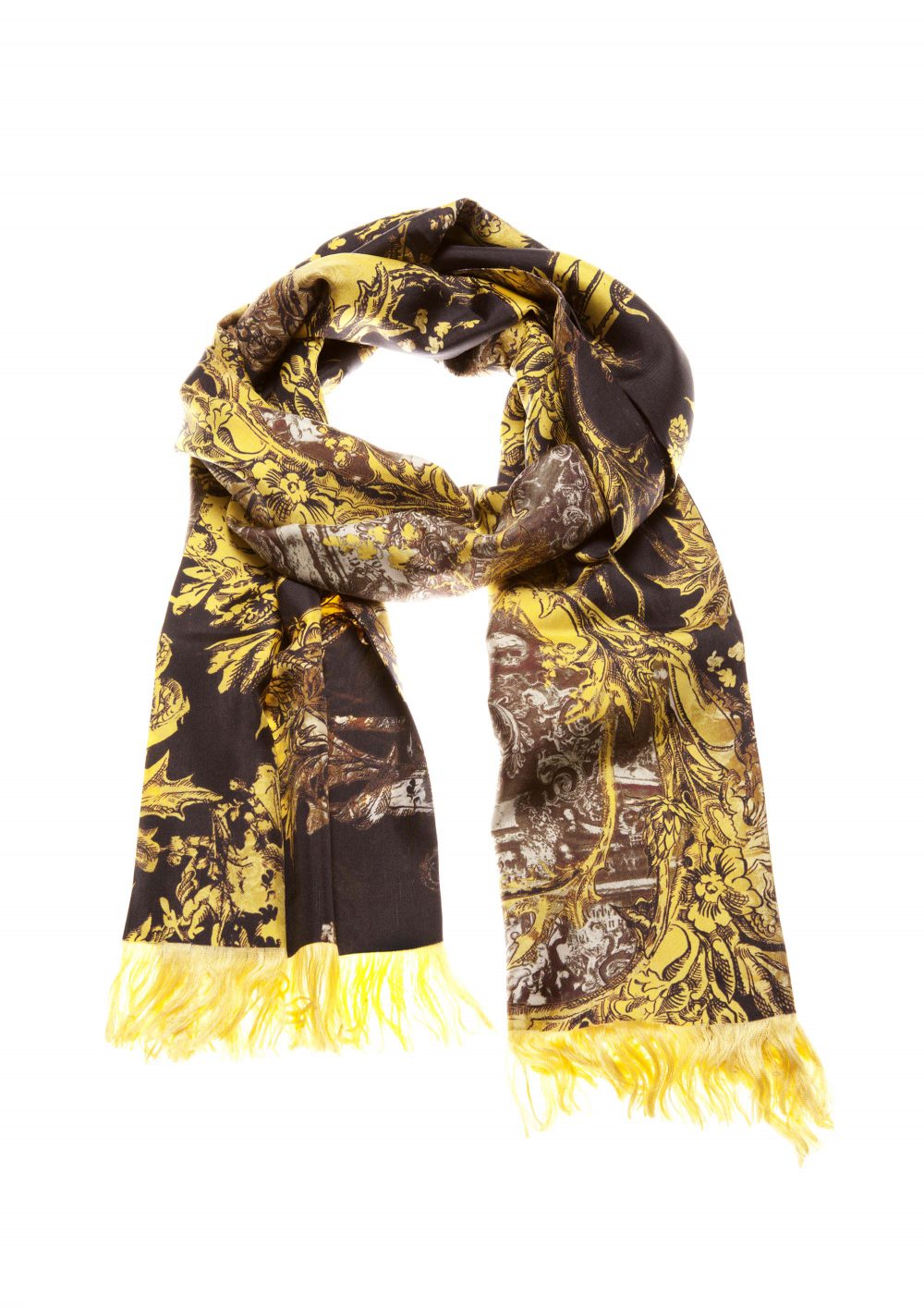 Silk Scarf Wurm Butterflies Yellow Skull