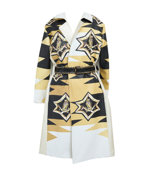 Mantel aus veganem Leder mit Tribal-Print