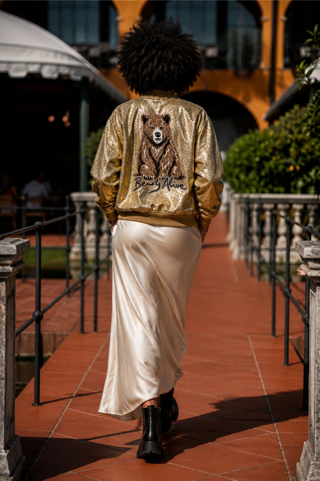 Bearly Alive Sequin Bomber Jacket