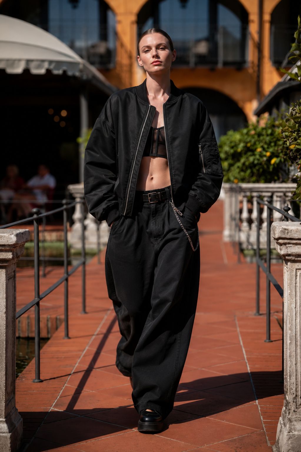 Dragon Oversized Black Bomber Jacket